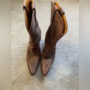 J.B Dillon Women's Western Brown Leather Stitching Cowboy Boots Sz 8.5 B